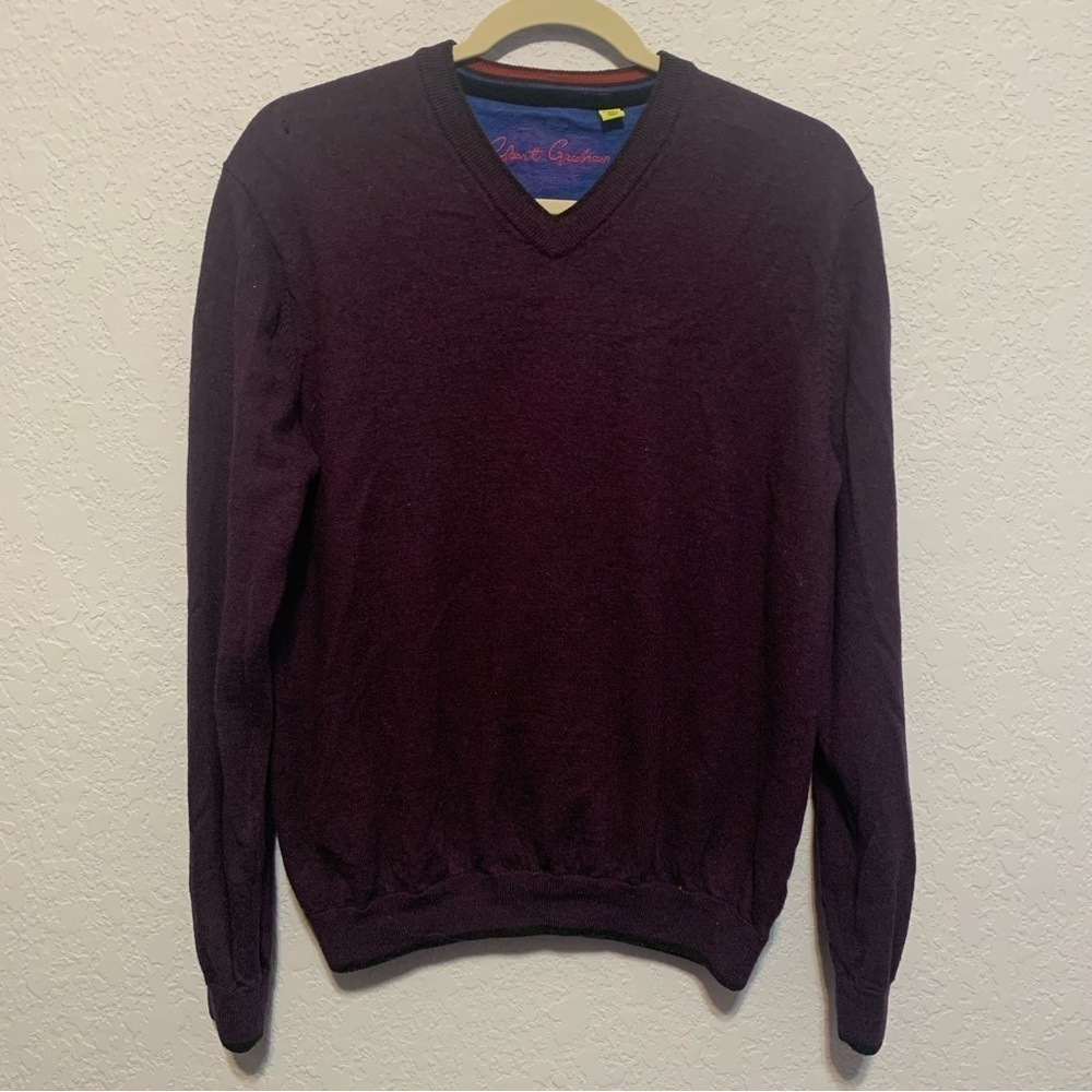 Robert Graham Wool Classic Fit V-neck Long Sleeve Pullover Sweater